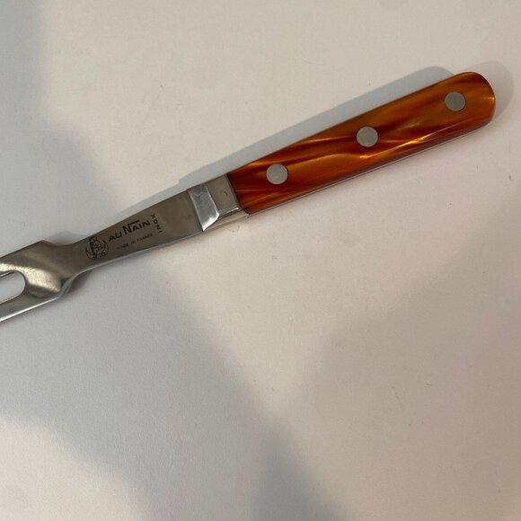 Vintage Au Nain Carving‎ Fork France Stainless Steel Faux Tortoise Handle - Picture 4 of 6